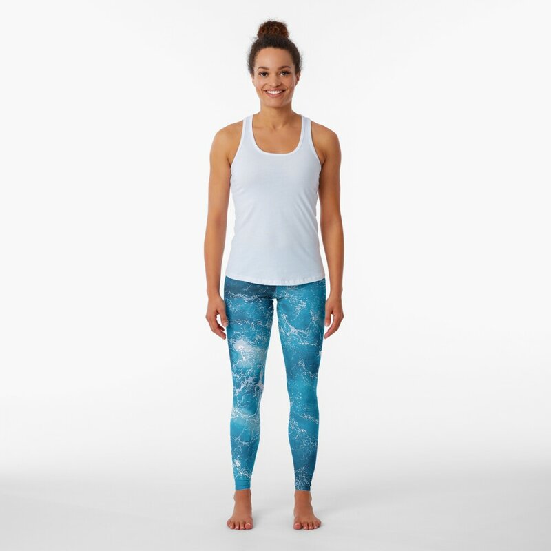 Niebieski Ocean legginsy sportowe na siłownię kobiety Fitness legginsy damskie push up