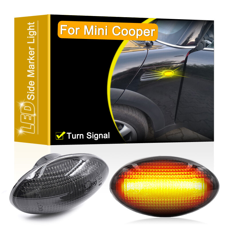 Luz LED de intermitente para coche, marcador de guardabarros lateral, impermeable, lente ahumada, para Mini Cooper R50 2002-2006 R52 2004-2008 R53 2002-2006