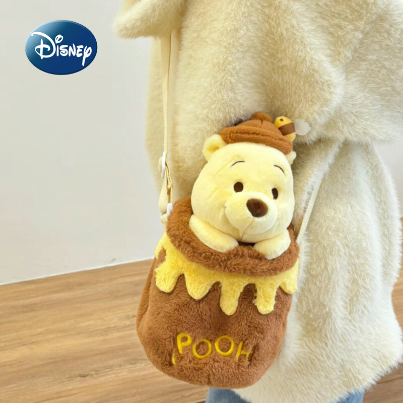 Disney Pooh Bear Mini bolso cruzado de dibujos animados para mujer, bolso de felpa lindo, bolso cruzado para niña de un hombro, alta calidad, moda
