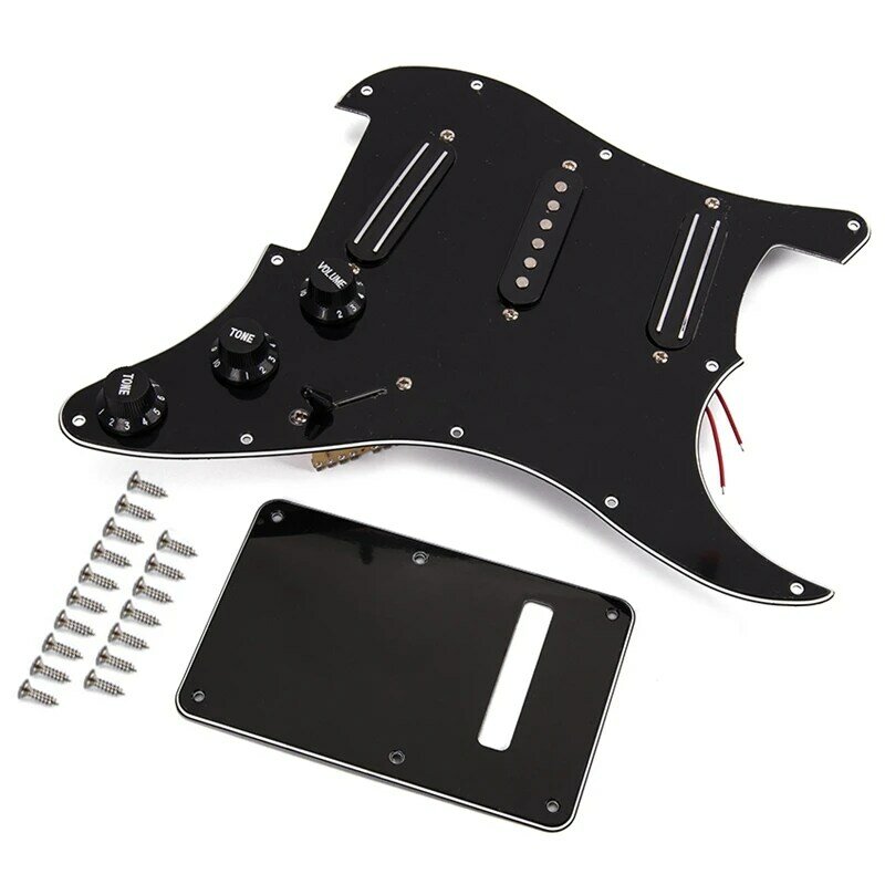 Black 3-Ply Sss Dual Rail Pickups Loaded Prewired Guitar Pickguards For 11 Hole Electric Guitar