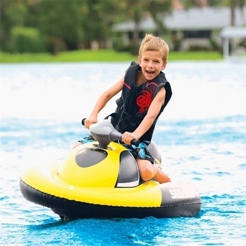 Perahu Air Listrik 60 Menit Mainan Kolam Perahu Motor 4.3Km/Jam Perahu Karet Tahan Air Kolam Renang Tiup untuk Anak-anak