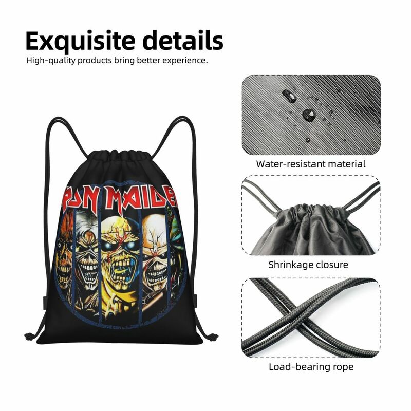 Maidens Heavy Metal Iron Music Drawstring Backpack Sports Gym Bag for Men Women Shopping Sackpack