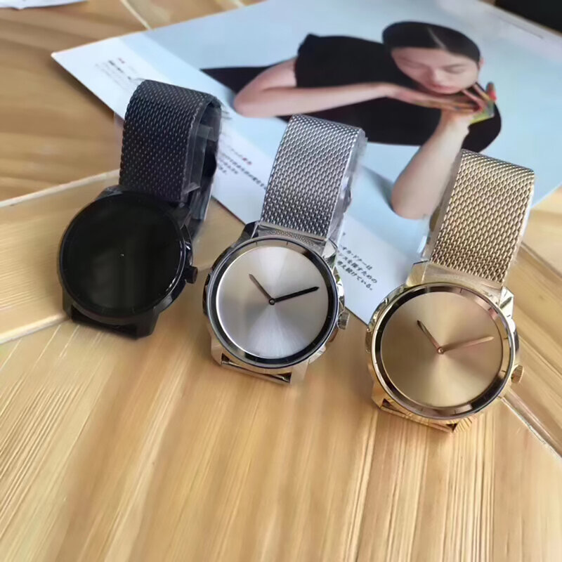 นาฬิกาข้อมือแบรนด์คลาสสิกผู้ชายผู้หญิงคู่รักคู่รักสายโลหะสแตนเลสสตีลนาฬิกาควอตซ์ M7