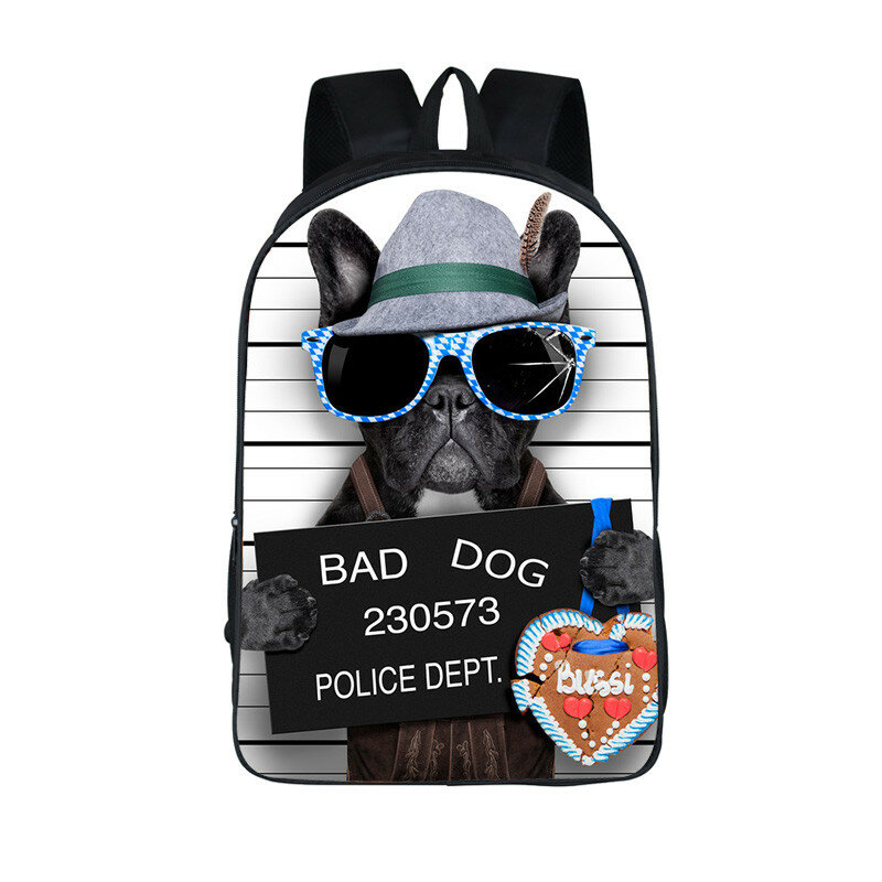 Mochila divertida de Bad Dog para hombre y mujer, morral escolar de Bulldog, Pug, ideal para regalo