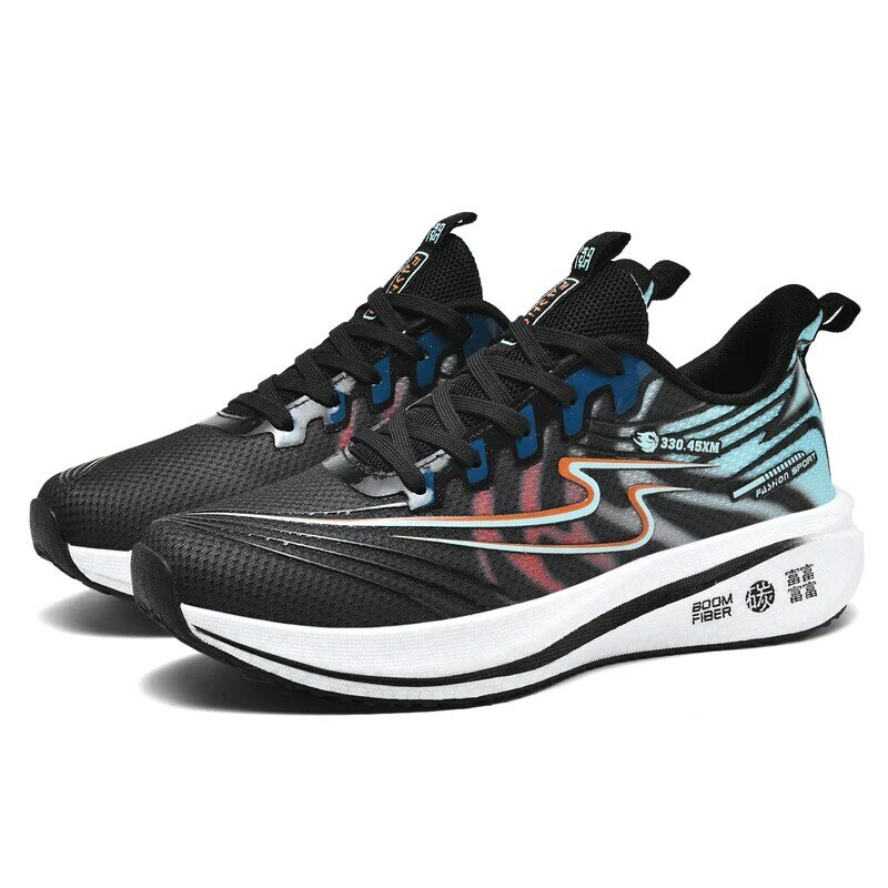 Sepatu kets olahraga karbon untuk pria wanita, sepatu Sneakers olahraga lari maraton ringan bersirkulasi antiselip, sepatu atletik nyaman untuk pria dan wanita