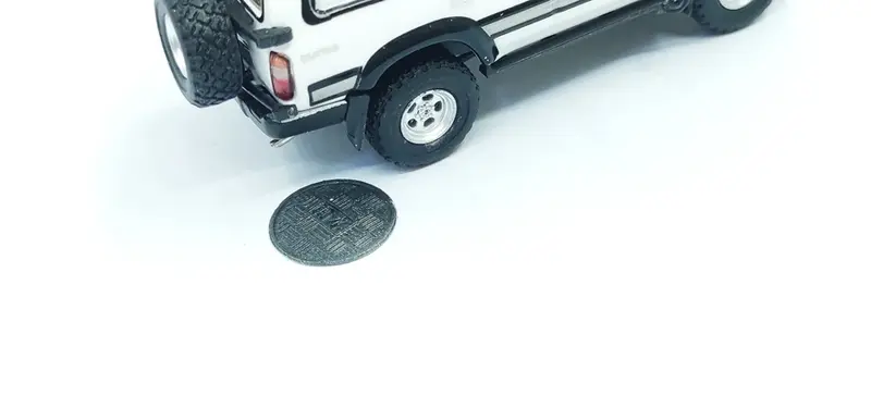 Couvercle de trou d'homme de route, modèle de train d'égout, scène de table de sable, T01, 1/64, 00-1/87, 2 pièces