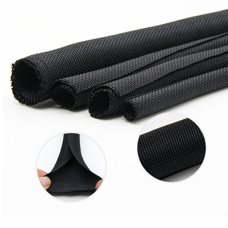 1/2/5m Self Closing PET Expandable Braided Sleeve Insulated Wrap Self Close Sleeved Cable Protecter Self-Closed Cable Organiser