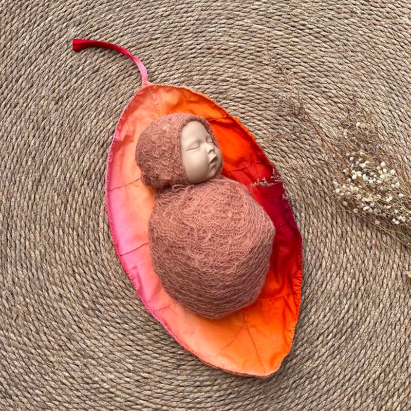 Don & Judy-Conjunto de Manta y sombrero con forma de hoja para fotografía de recién nacido, Fondo de relleno de cesta de bebé, accesorios para sesión de fotos