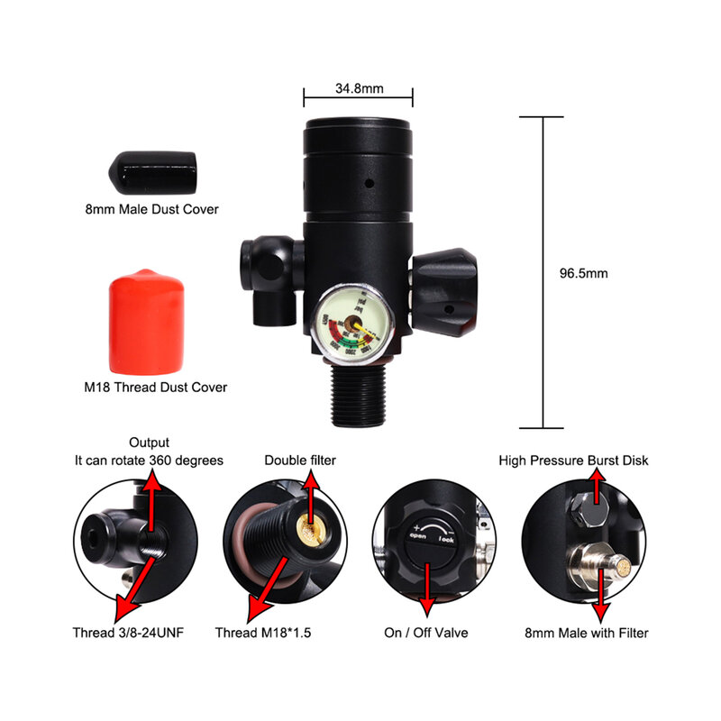 Válvula de presión de buceo, piezas de estación de llenado de aire, cilindro de buceo