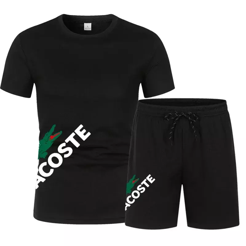 Men's Summer Fashion Sports Set Breathable Quick Drying T-shirt + Shorts Sports Set Fitness Game Training Basketball Set T-shirt