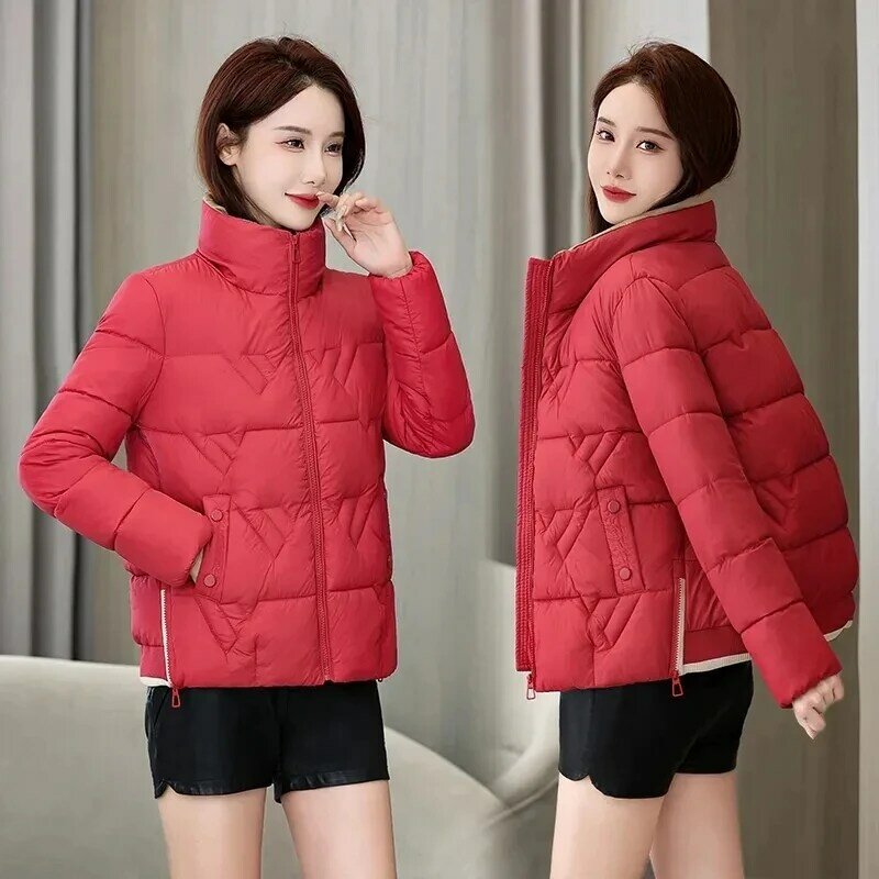 2023 New Winter Women Jacket Coat Short Parka Stand up Collar Down Cotton Coats Female Overcoat Warm Outwear Snow Wear Ladies