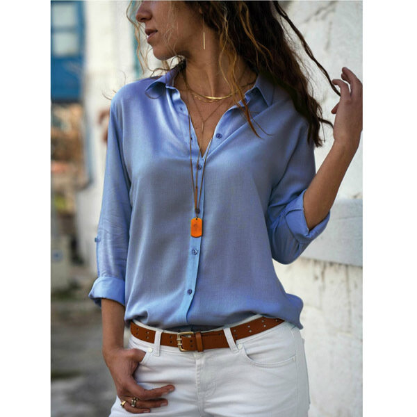 Blusa informal de manga larga para mujer, top elegante con botones de una hilera, ropa de calle, camisa negra y roja, primavera y otoño, 2022