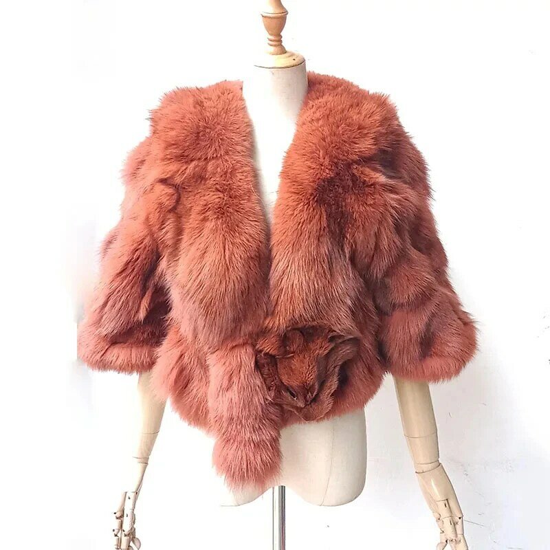 Abrigo corto de piel de zorro Natural para mujer, chaqueta de alta calidad, novedad de invierno, 2024