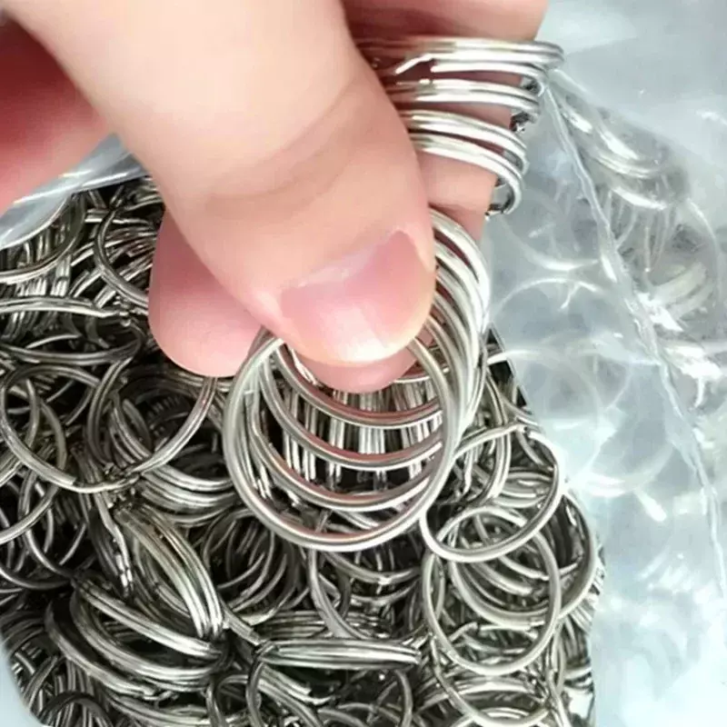 LLavero de Metal de acero inoxidable, Conector de anillo dividido en círculo en blanco para llavero DIY, accesorios para hacer joyas