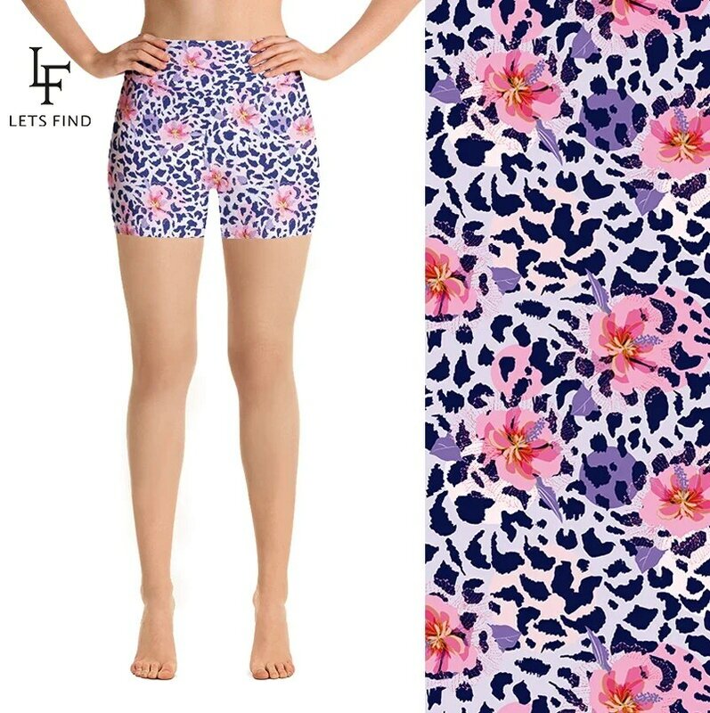 Letsfind verão novo design feminino aptidão elástica leggings de cintura alta flores leite seda imprimir leggings