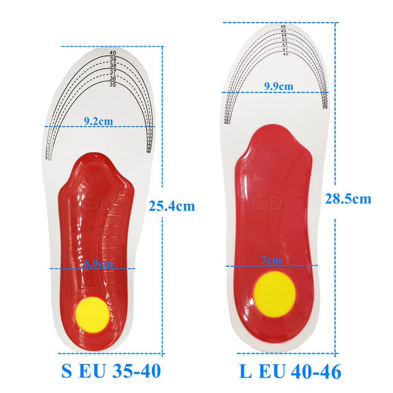 EiD-Plantilla ortopédica con almohadilla de gel unisex, accesorio para tratar patologías como el pie plano y aliviar el dolor