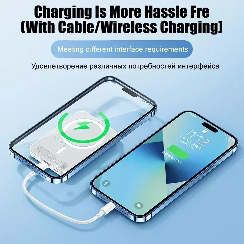 Portable Macsafe Auxiliary Spare External Magnetic Battery Pack Power Bank Wireless Charger For iphone 12 13 14Pro Max Powerbank