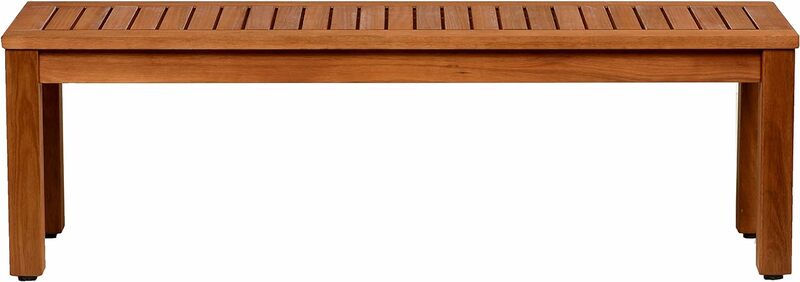 مقعد الفناء عاري الظهر من أمازون ، خشب الأوكالبتوس ، مثالي للأماكن الخارجية والداخلية ، خشب الساج الداكن ، 53 بوصة