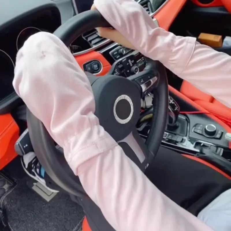 Летние солнцезащитные тонкие ледяные шелковые рукава для вождения женский чехол для электрического автомобиля свободные модные перчатки с пальцами для мужчин Защита от УФ-лучей