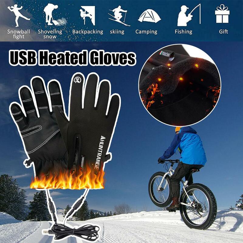Podgrzewane rękawice elektryczne USB utrzymują ciepło w dłoniach podczas korzystania z ekranów dotykowych do polowania na motocykl wędkarski