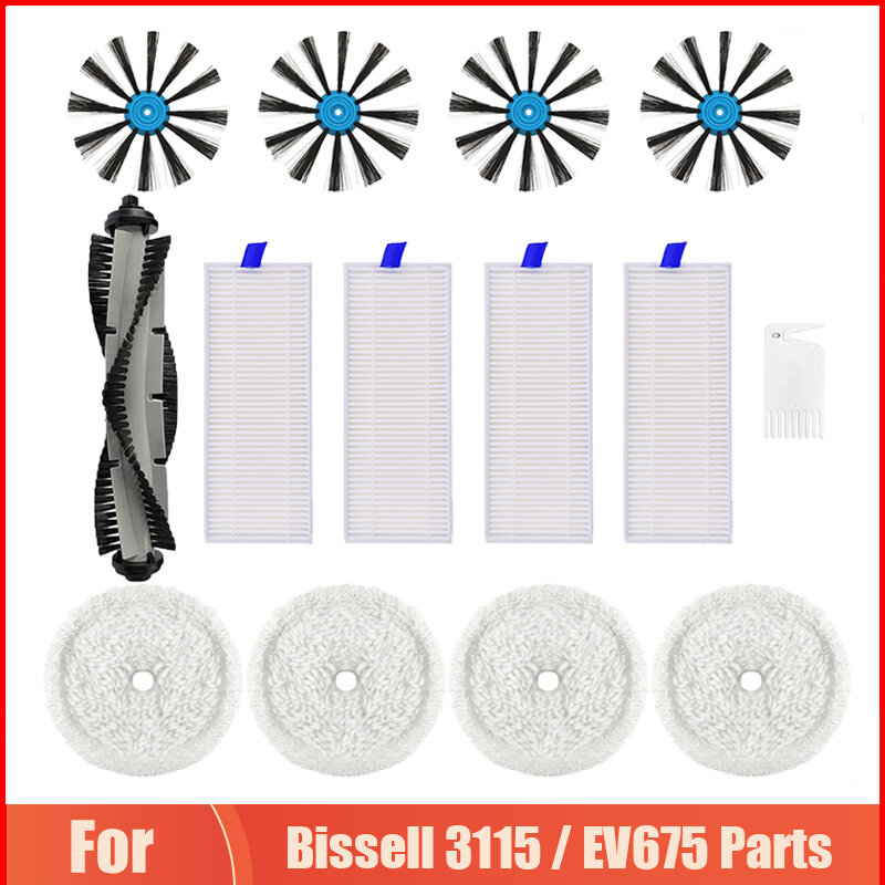 Accessoires pour aspirateur Robot Bissell 3115/EV675, brosse principale, brosse latérale, remplacement, filtre Hepa, vadrouille, chiffons de gril