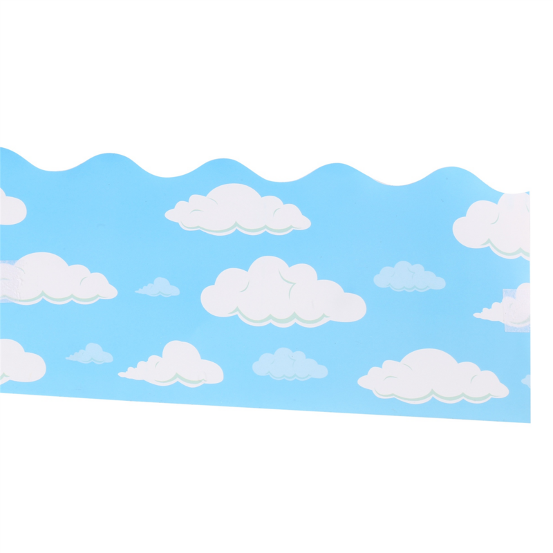 Blue Sky Clouds Bulletin Board Border Scalloped Bulletin Board Border Stickers Board Trim for Classroom Decor 32.8