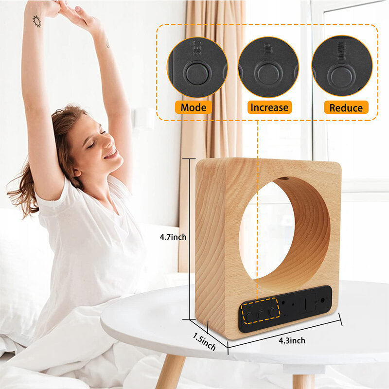 Luce notturna da tavolo per bambini sveglia in legno Touch Sensing Time Memory Display a LED porta USB pulsante a sfioramento orologio da tavolo con luce notturna