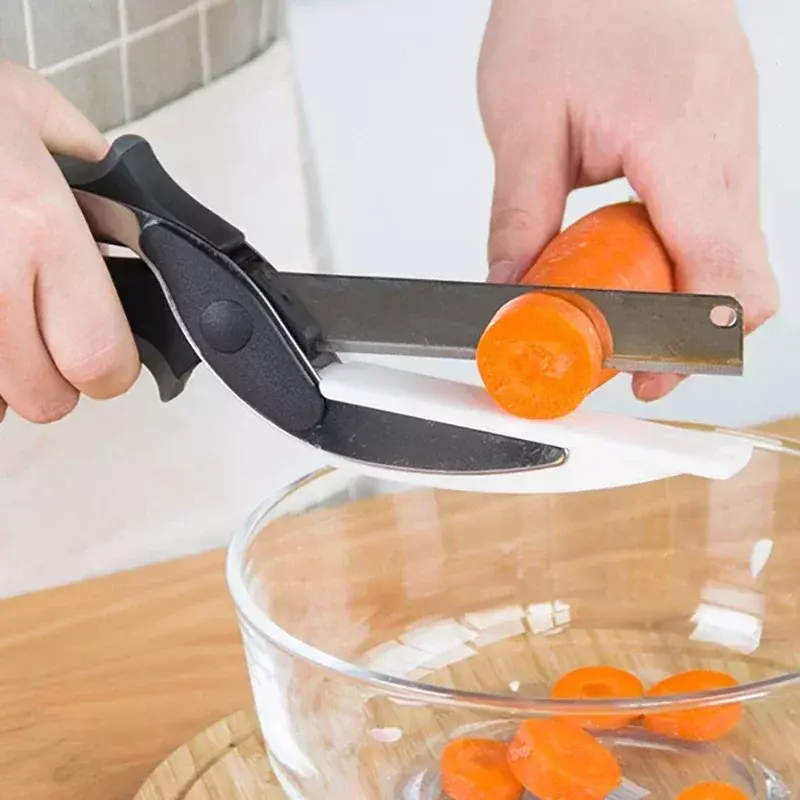 Ciseaux de cuisine fonctionnels 2 en 1, couteau à découper intelligent Ciseaux alimentaires Ciseaux à légumes Une bonne aide dans la cuisine