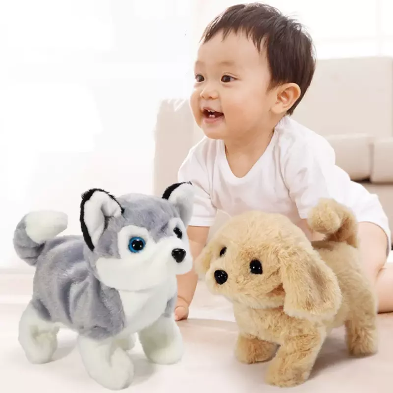 Электрическая имитация щенка, плюшевые игрушки, 18 см, Интерактивная милая собака-робот, забавная смешная Вибрирующая игрушка для детей, подарок на день рождения и Рождество