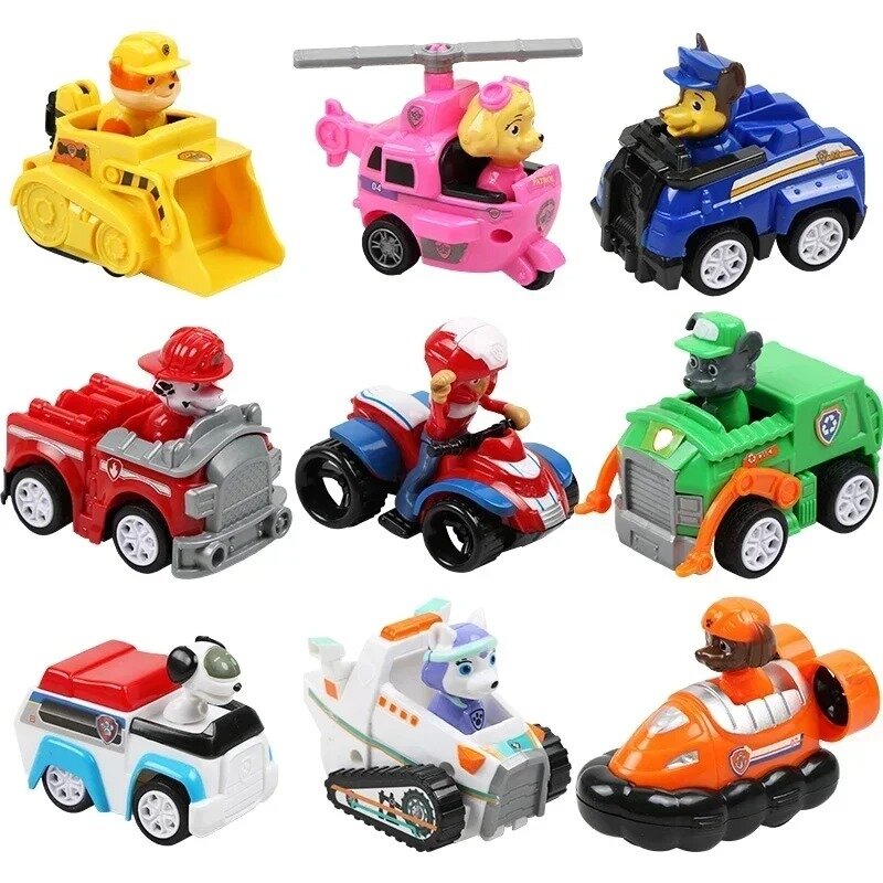 Paw patrol-cão e cachorro patrulha carro, figuras de ação, perseguição, Marshall, Ryder, veículo, brinquedo para crianças