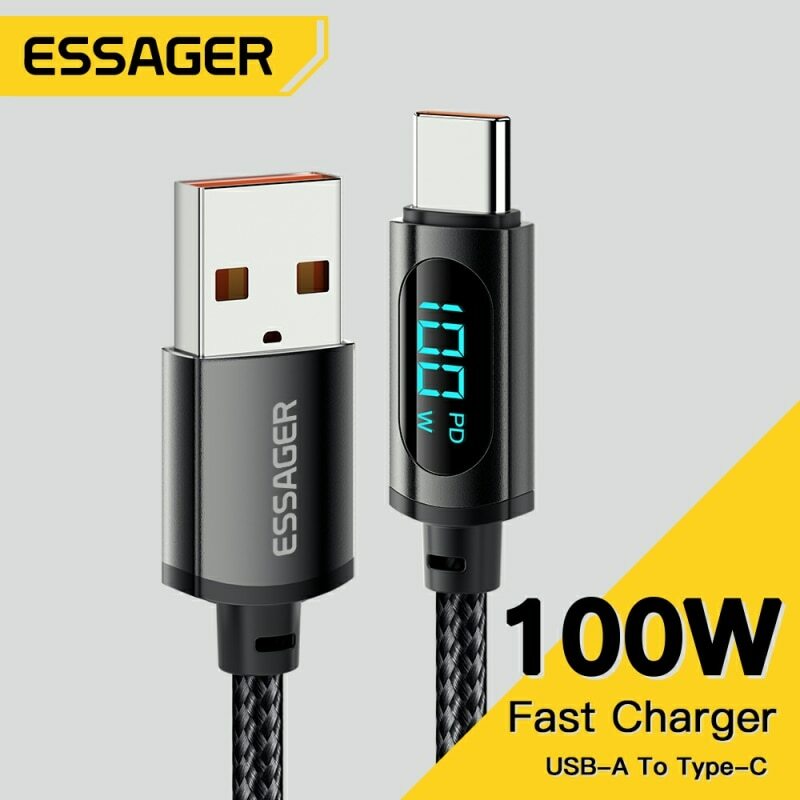 Essager Kabel USB typu C do Huawei Honor Xiaomi Samsung Super Charge 66W/100W Szybkie ładowanie Ładowarka USB typu C Kabel do transmisji danych Przewód