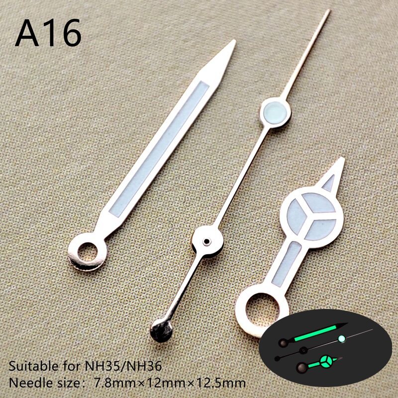 Manecillas de reloj Benz sprot de alta calidad, 8mm x 12mm x 12,5mm, punteros de reloj luminosos verdes para NH35/NH36
