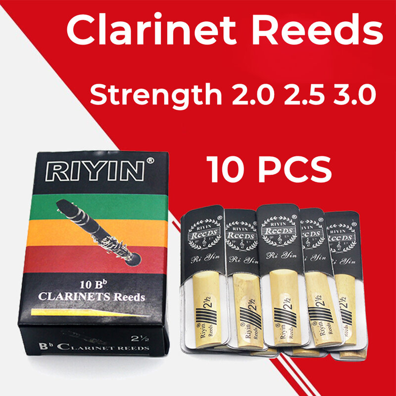 10Pcs Bb Clarinet Reeds Strength 2 2.5 3 Woodwind Instrument Clarinet Accessorie High Quality Reed Gift Musical Accessories