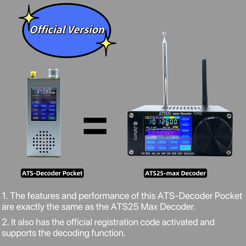 ATS Decoder Pocket Si4732 Full Band Radio Receiver FM RDS AM LW MW SW SSB DSP with 4.17 Official Registered Code