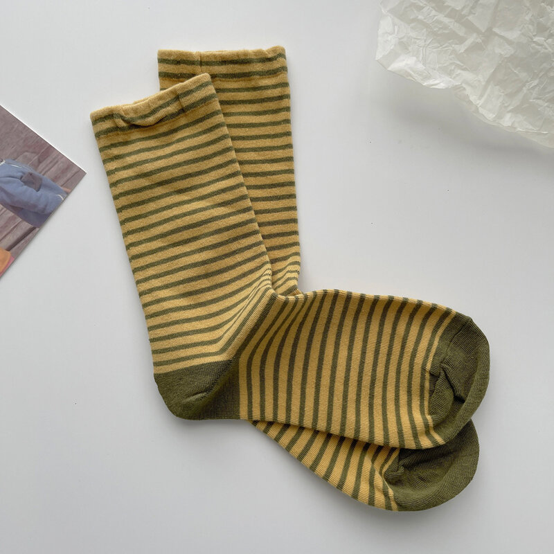Retro Gestreiften Socken Kinder der Frauen Medium Rohr Socken Frühjahr und Herbst Baumwolle Strümpfe Koreanische Strümpfe Japanischen Socken