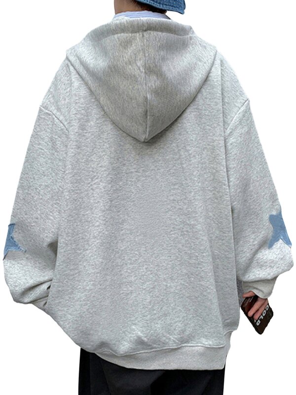 Women Y2k Zip Up Hoodie Vintage Star Graphic Long Sleeve Hooded Sweatshirt E Girls Harajuku Aesthetic Jackets