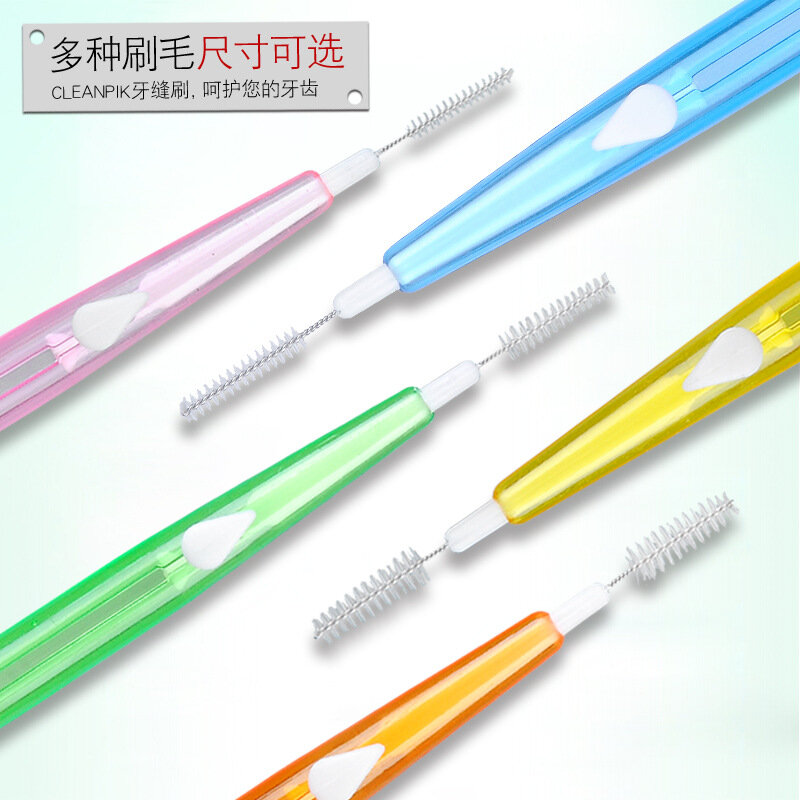 60 Pcs/Box Toothpick Dental Interdental Brush 0.6-1.5Mm Cleaning Between Teeth Oral Care Orthodontic I Shape Tooth Floss