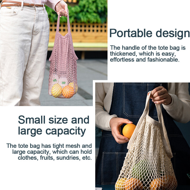قابلة لإعادة الاستخدام البقالة انتاج الحقائب شبكة القطن البيئة السوق سلسلة صافي حمل حقيبة المطبخ الفواكه الخضروات حقيبة للحمل المنزل