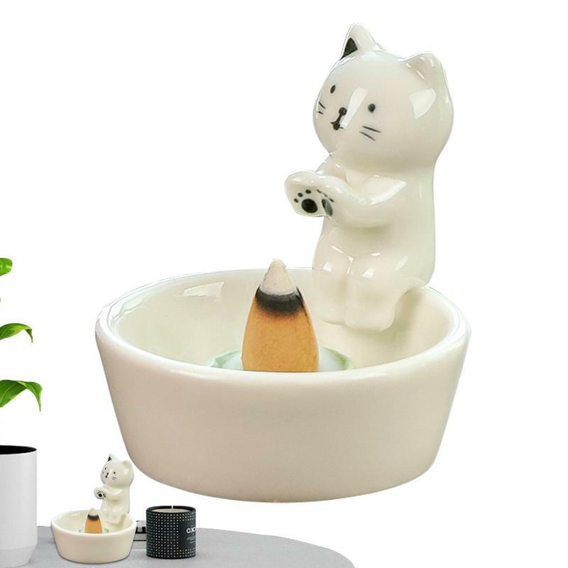 Candelabro de gato bonito para decoración del hogar, candelabro creativo de aromaterapia, duradero, artesanías de dibujos animados de alta temperatura