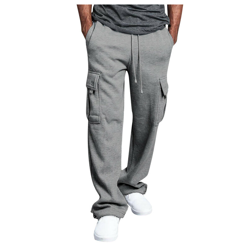 Pantalones deportivos con cordón para Hombre, ropa De chándal informal con múltiples bolsillos
