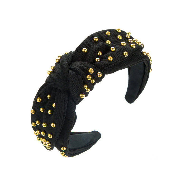 Diadema de perlas doradas anudadas para mujer, diadema Simple de alta calidad, accesorios para el cabello, nueva moda europea y americana