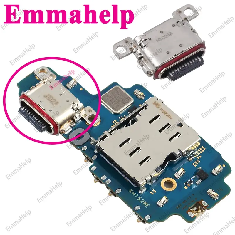 EmmaHelp 오리지널 USB 충전 포트 커넥터, 삼성 S21 S22 S10 S20 플러스 S23 울트라 S20FE 노트 20 S9 S8 충전기 플러그, 10 개