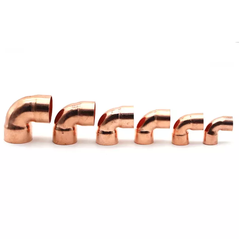 1/4" 3/8" 1/2" 6.35 8 10 14 15 16-219mm ID Pure Copper End Feed Solder 90 Degree Elbow Plumbing Fitting Coupler Air Conditioner