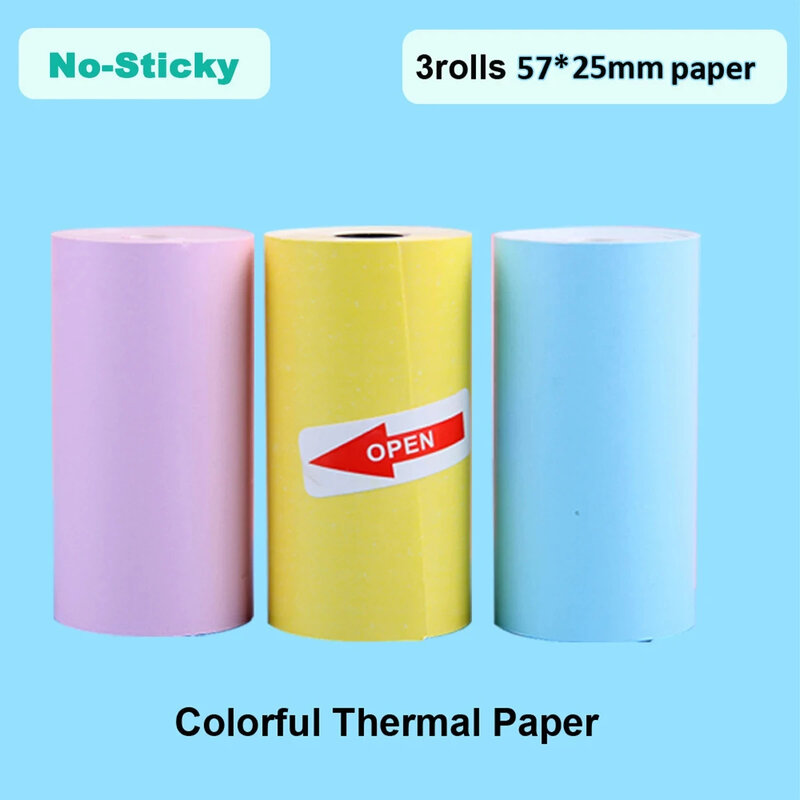 Printer Instant Print Printing Paper 57*25MM 9Rolls Thermal Paper Label Sticker Adhesive Rolls Paper For Mini  Replacement