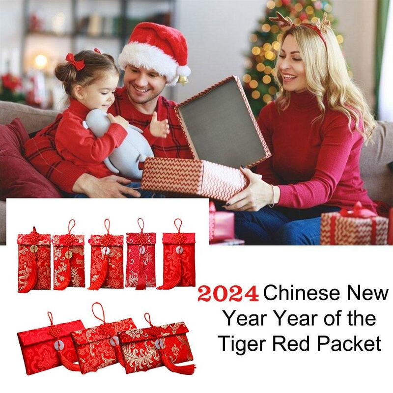 Traditional Lucky Money Bag Soft Surafce Faux Silk Visiting Relatives New Year Red Envelope for Bride Kids Birthday Red Env E6I2
