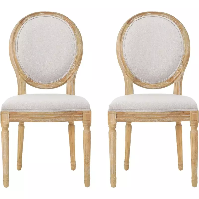 เก้าอี้รับประทานอาหารผ้าโพลีเอสเตอร์สีเบจ (ชุด2ชิ้น) ชุด2-Pcs เหมาะสำหรับร้านอาหารห้องครัวและห้องนั่งเล่นเก้าอี้ครัว