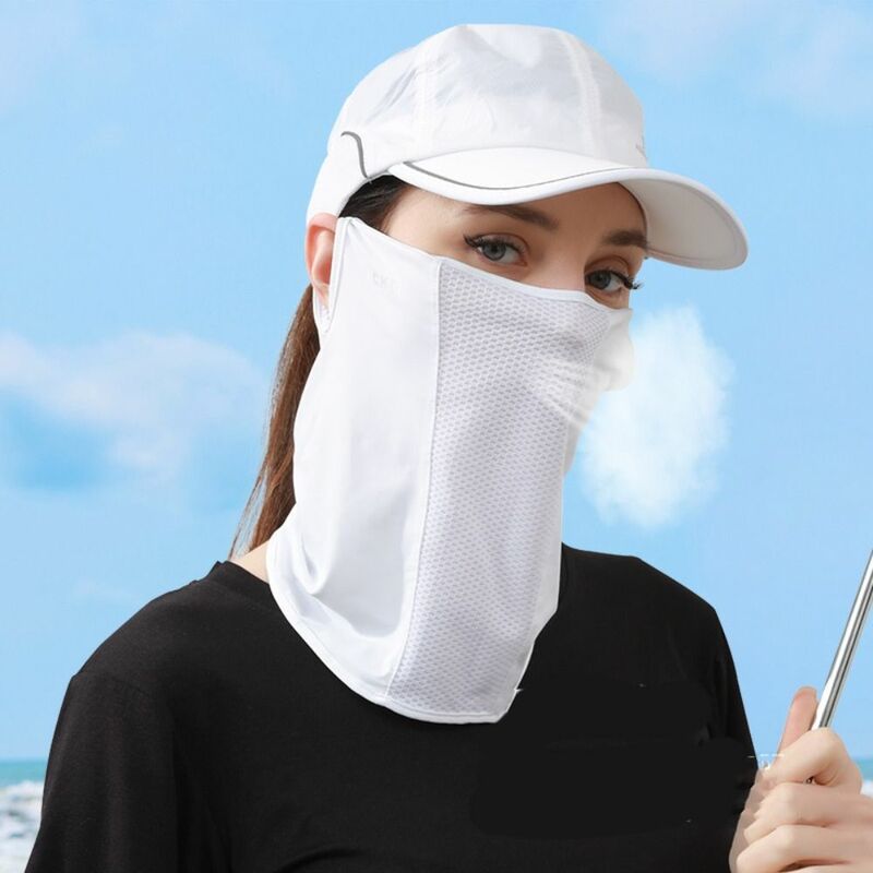 Однотонная маска из ледяного шелка, Солнцезащитный нагрудник, защита от УФ-лучей, солнцезащитный шарф для лица, защита для лица, подвесная маска для ушей и шеи для женщин