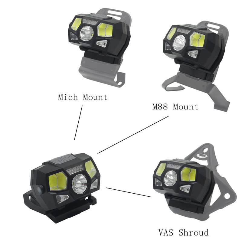 VULPO-luz táctica para casco MICH, faro con Sensor de luz de señal, carga USB, resistente al agua, para caza y pesca, novedad