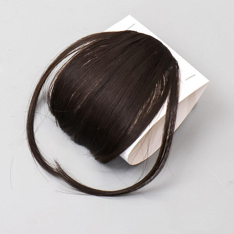 Peluca sintética con flequillo de aire, extensión de flecos de pelo falso corto Natural para mujer, uso diario