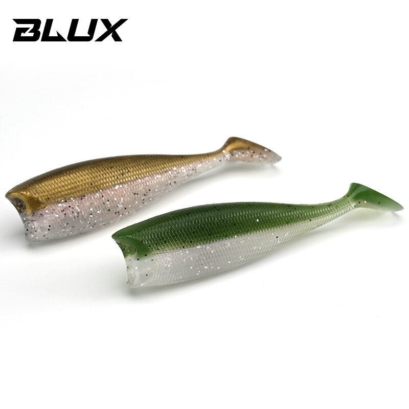 BLUX bld SHAD 80mm 105mm leurre de pêche souple, queue noire, appât artificiel en Silicone, eau salée, bar, Swimbait Gear